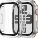 2 in 1 Case for Apple Watch Screen Protector 45mm Series 7 8 9 Accessories Built-in HD Tempered Glass Protective Face and Hard PC Bumper Cover Compatible iWatch