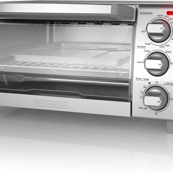BLACK+DECKER 4-Slice Toaster Oven with Natural Convection, Stainless Steel, TO1760SS (TO1760SST-1)