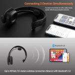 LEVN Bluetooth Headset with Microphone, Trucker Bluetooth Headset with AI Noise Cancelling & Mute Button, Wireless On-Ear Headphones 60 Hrs Working Time, for Trucker Home Office Remote Work Zoom - Image 3