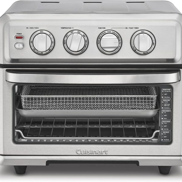 Cuisinart Air Fryer Toaster Oven with Grill, 1800W 8-1 Air Fryer Oven with Bake, Convection Bake, Grill, Broil and Warm Options, Large Capacity, 60-Minute Timer, TOA-70NAS, Stainless Steel