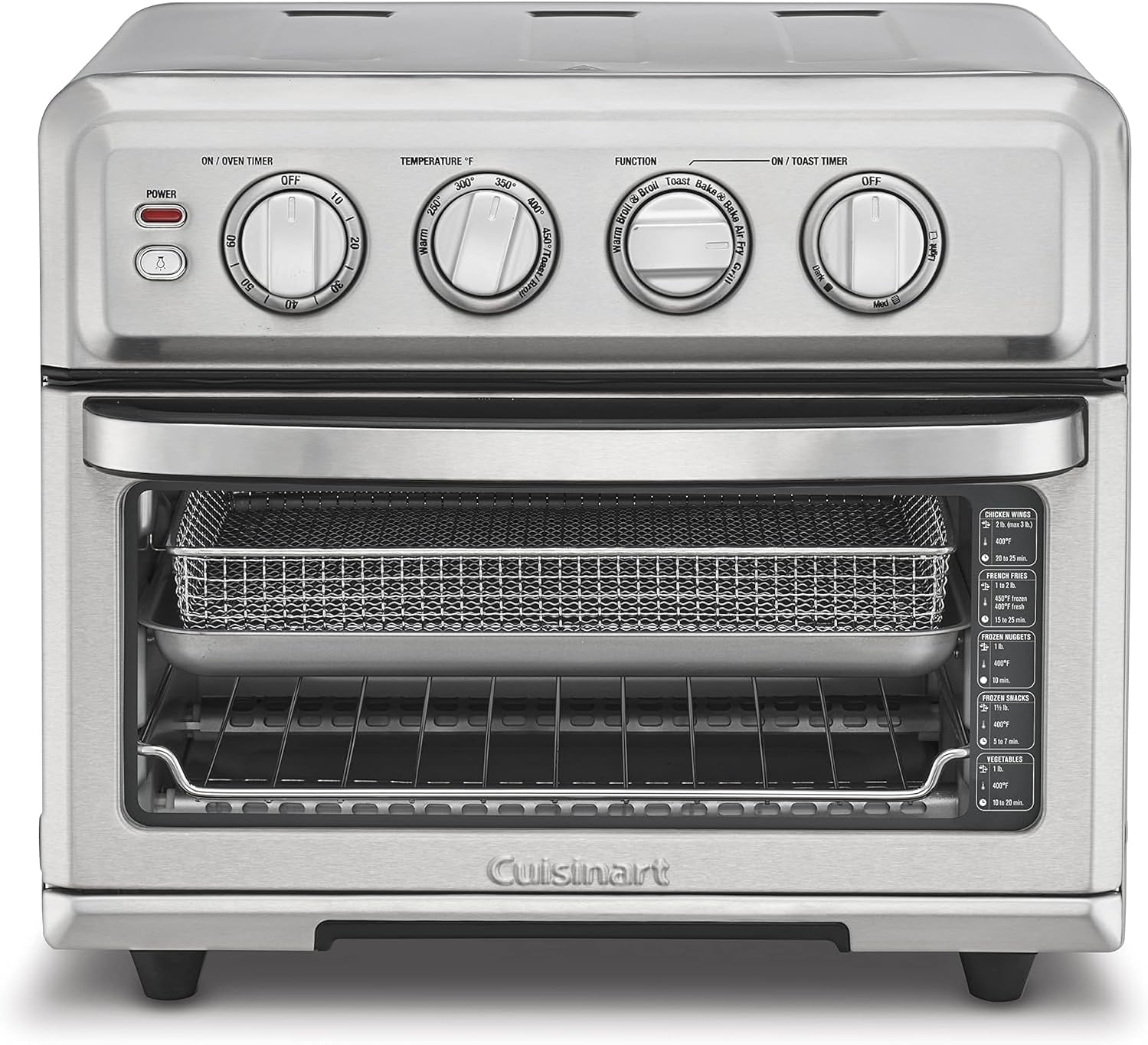 Cuisinart Air Fryer Toaster Oven with Grill, 1800W 8-1 Air Cuisinart Air Fryer Toaster Oven with Grill, 1800W 8-1 Air Fryer Oven with Bake, Convection Bake, Grill, Broil and Warm Options, Large Capacity, 60-Minute Timer, TOA-70NAS, Stainless Steel