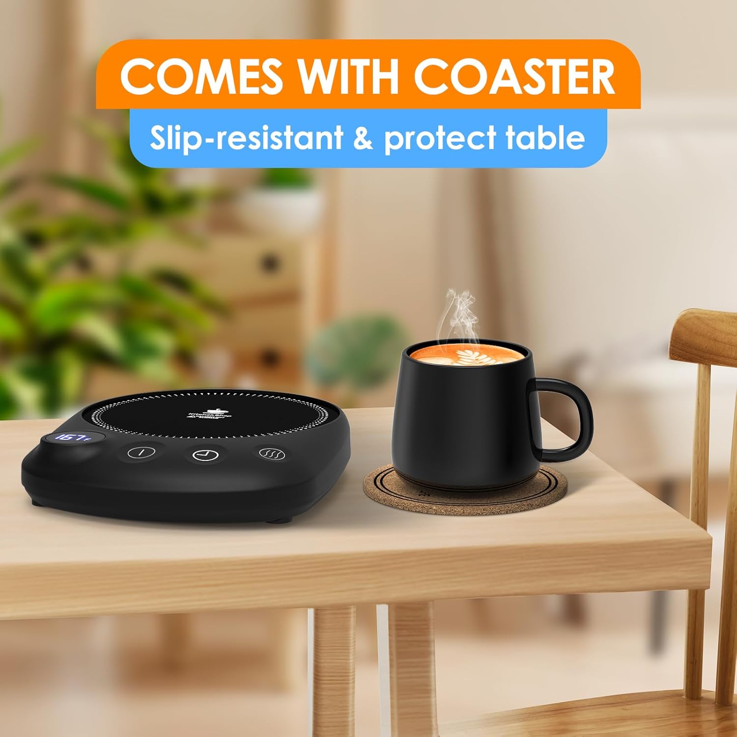 Coffee Mug Warmer - Fastest Heating & Highest Temperature, Coffee Cup Warmer for Desk Auto Shut Off, 4 Temp Settings & 1-12H Timer, Smart Electric Beverage Warmer for Coffee, Tea (Black) 5 Coffee Mug Warmer - Fastest Heating & Highest Temperature, Coffee Cup Warmer for Desk Auto Shut Off, 4 Temp Settings & 1-12H Timer, Smart Electric Beverage Warmer for Coffee, Tea (Black) - Image 5