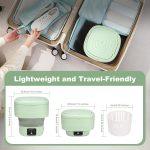 Mini Portable Washing Machine, 9L, 3 Modes, Blue Light Disinfection, Ideal for Underwear, Socks, Baby Clothes. Foldable for Space-Saving, Perfect for Apartments, Hotels, Camping & Travel (Green) - Image 2