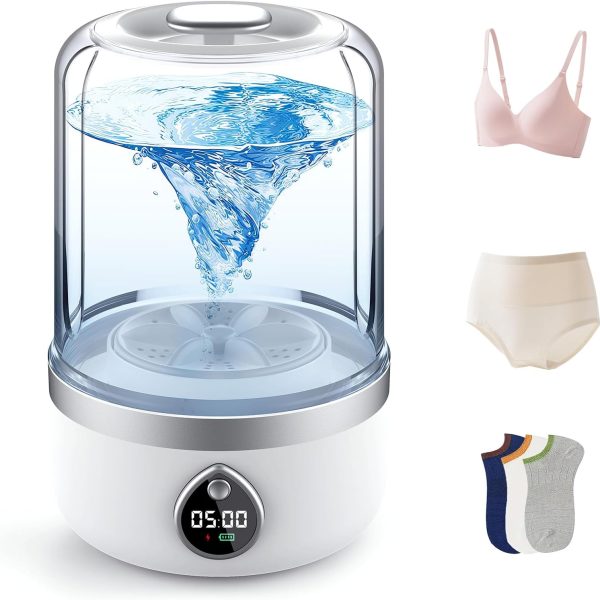 Underwear Washer, Portable Mini Washing Machine, Upgraded Mini Washings Machines, Rechargeable Cordless Washing-Machine, Laundry Cup for Bra, Underwear, Socks (1.5L white)