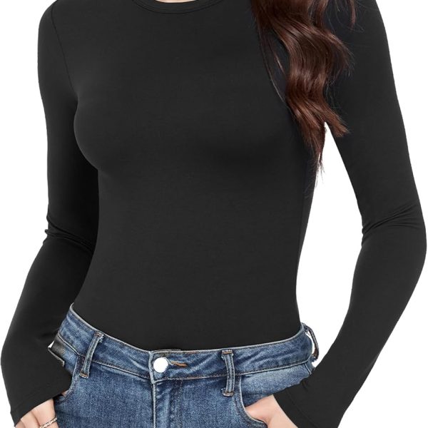 GAYHAY Long Sleeve Shirts for Women Basic Crop Tops Teens Crew Neck Tight Underscrub Clothes Workout Fall Trendy 2025