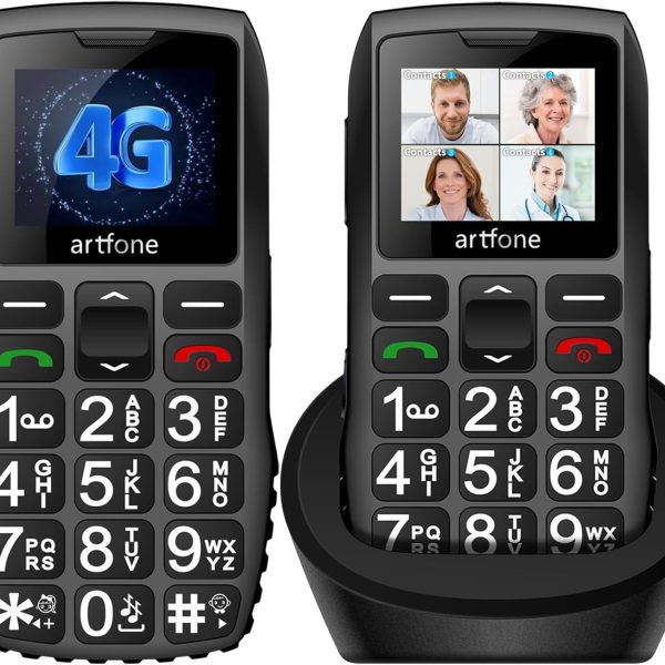 C1+4G Black - Large Buttons Cell Phone for Seniors丨Dumb Phone with SOS Button丨Charging Station丨1800mAh丨Talking Clock丨Speed Dial丨Hands-free丨Large Font丨Unlocked Phone丨Keypad Mobile丨Loud Speaker