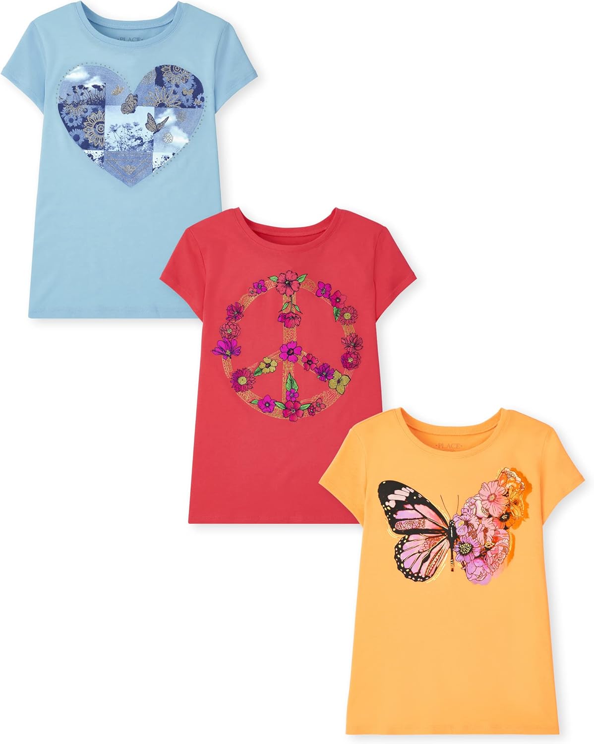 The Children's Place Girls Unicorns,Butterfly Short Sleeve Graphic T-Shirts,3 Pack 1 The Children's Place Girls Unicorns,Butterfly Short Sleeve Graphic T-Shirts,3 Pack