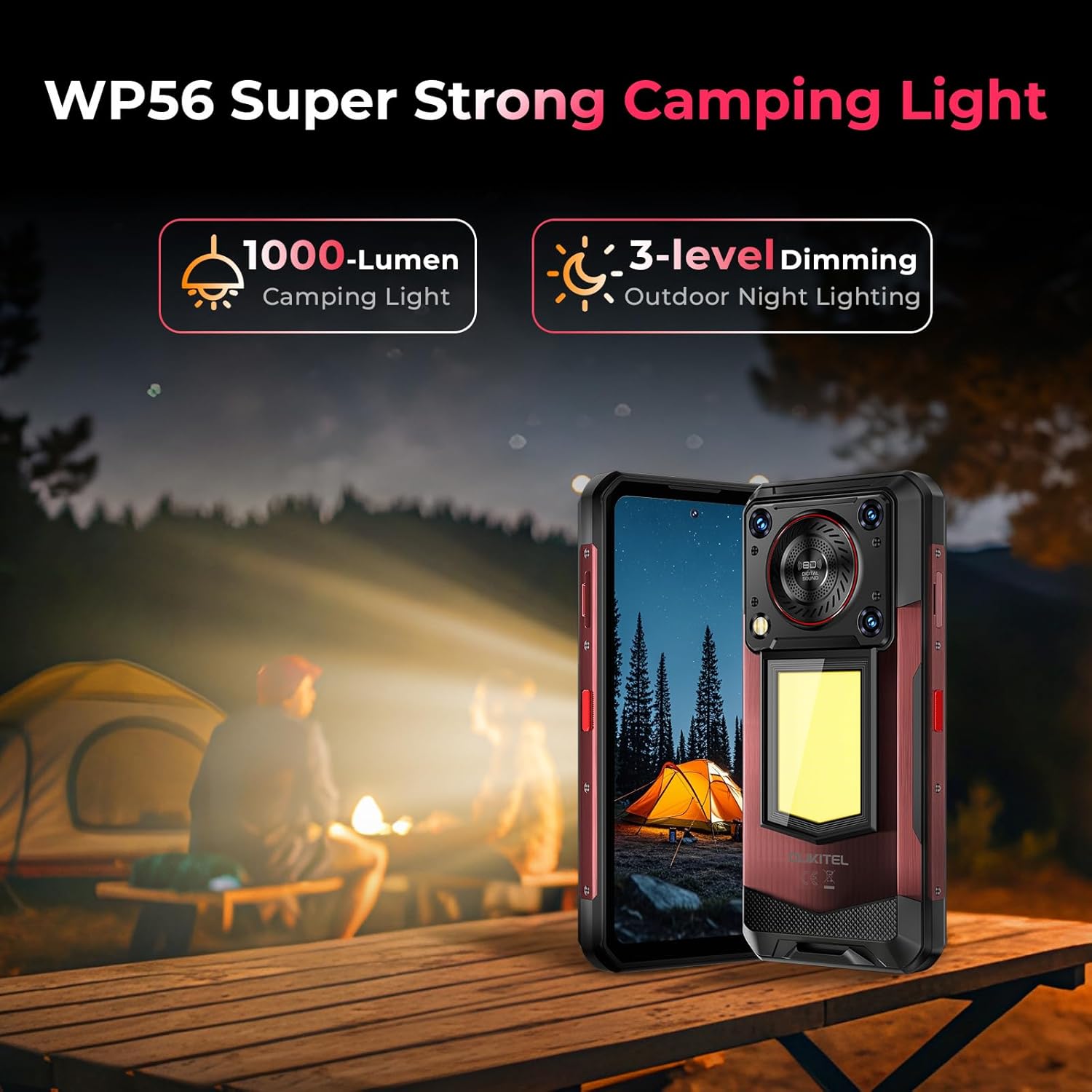 OUKITEL WP56 Rugged Smartphone 5G, 16000mAh/45W, 36GB +512GB/2TB Android 15 Rugged Phone Unlocked, 1000-Lumen Camping Light, 6.8" FHD+ 120Hz, 108MP+32MP, 128dB Loud Speaker Waterproof, NFC/GPS/OTG 4 OUKITEL WP56 Rugged Smartphone 5G, 16000mAh/45W, 36GB +512GB/2TB Android 15 Rugged Phone Unlocked, 1000-Lumen Camping Light, 6.8" FHD+ 120Hz, 108MP+32MP, 128dB Loud Speaker Waterproof, NFC/GPS/OTG - Image 4