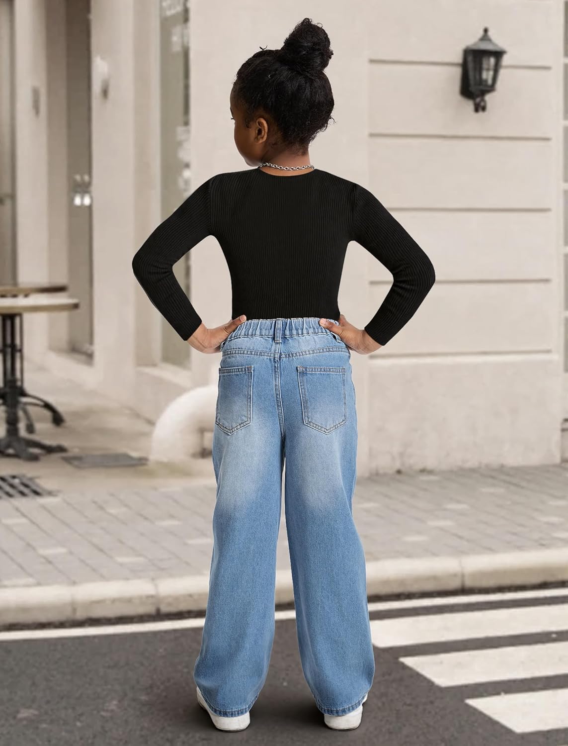 Jeans for Girls Baggy Wide Leg Cute Bow High Elastic Waisted Denim Pants Y2K Boyfriend Skater Streetwear 7-14Y 6 Jeans for Girls Baggy Wide Leg Cute Bow High Elastic Waisted Denim Pants Y2K Boyfriend Skater Streetwear 7-14Y - Image 6