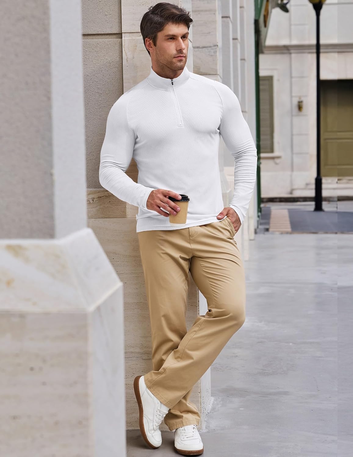 JMIERR Mens Quarter Zip Shirt Casual Quick Dry Moisture Wicking Long Sleeve Ribbed Athletic Workout Pullover Tee 3 JMIERR Mens Quarter Zip Shirt Casual Quick Dry Moisture Wicking Long Sleeve Ribbed Athletic Workout Pullover Tee - Image 3