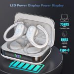 Bluetooth Headphones Wireless Earbuds with 75Hrs Playback, LED Display Charging Case, IPX7 Waterproof, Over-Ear Design Ear Buds for Sports/Running/Workout - White - Image 2