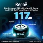 RENNY - Loud Cell Phone Ringer, Amplifier & Flasher for Hearing Impaired & Noisy Environments (117dB) | Wireless Bluetooth Auto-Connect | 5 Selectable Ringtones | No Missed Calls - Image 9