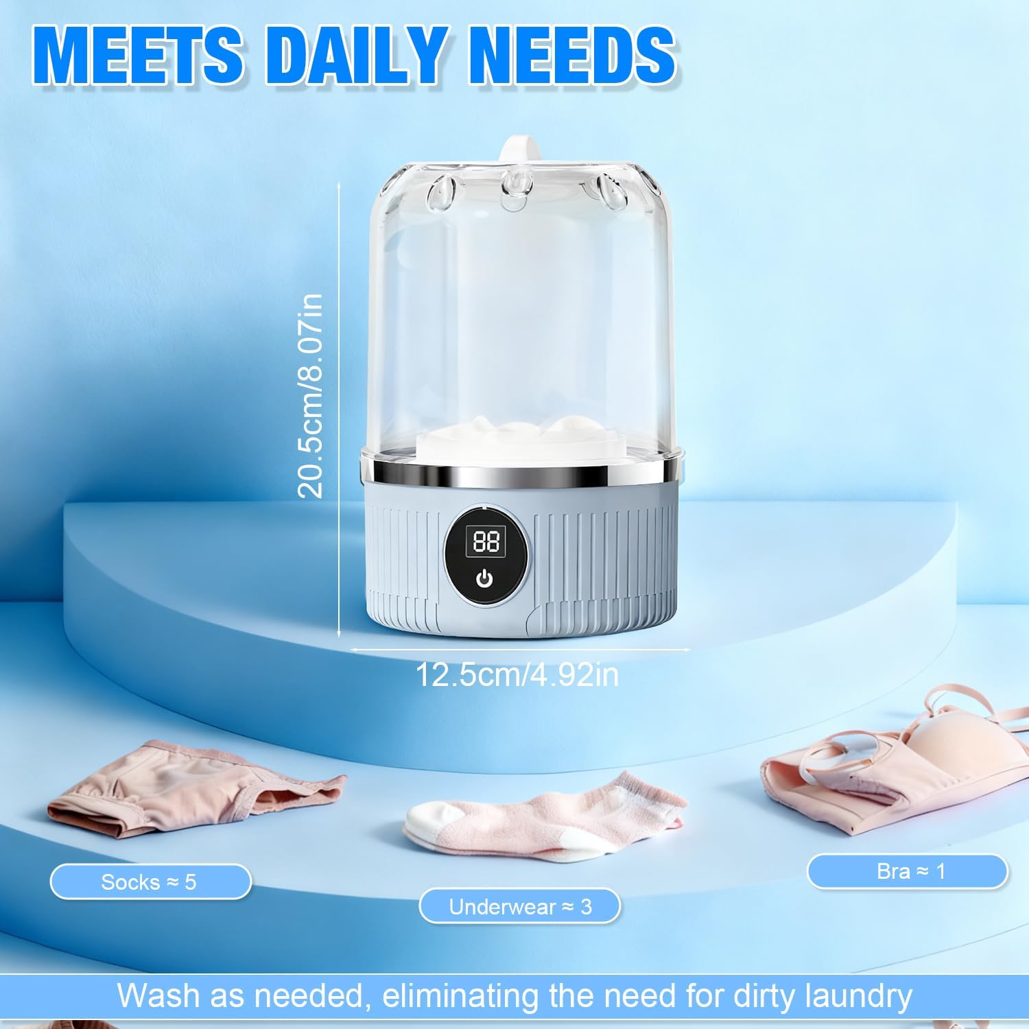 Underwear Washer, Portable Mini Washing Machine, 3000mAh Rechargeable Cordless Washing-machine, Portable Small Wireless Washing Machine for Home Use, for Underwear, Small Loads, Baby Clothes (White) 7 Underwear Washer, Portable Mini Washing Machine, 3000mAh Rechargeable Cordless Washing-machine, Portable Small Wireless Washing Machine for Home Use, for Underwear, Small Loads, Baby Clothes (White) - Image 7