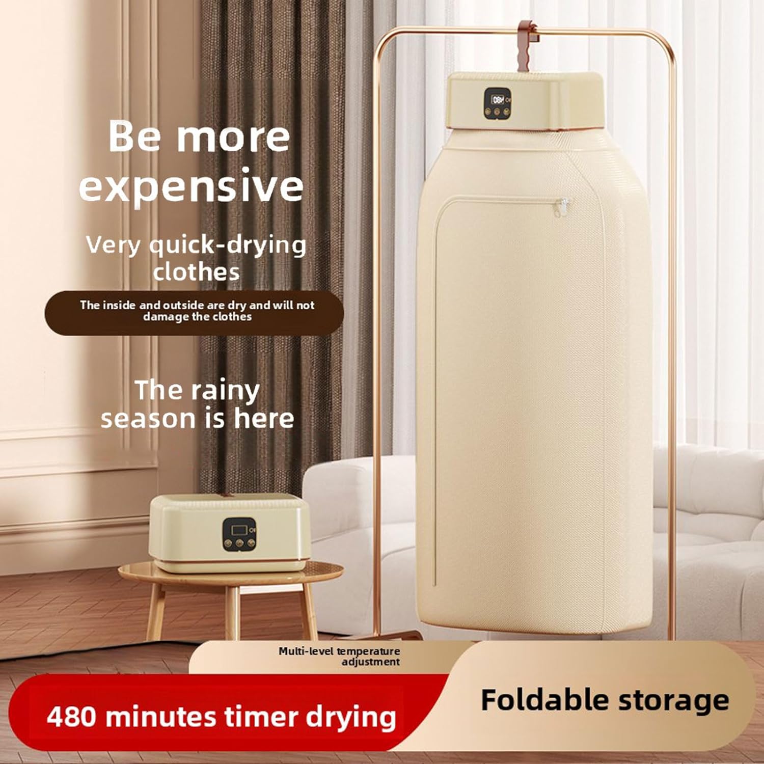 Portable Mini Clothes Dryer - Compact Quiet Fast-Drying for Apartment/RV/Travel, Adjustable Timer, Wrinkle-Reducing Heat 4 Portable Mini Clothes Dryer - Compact Quiet Fast-Drying for Apartment/RV/Travel, Adjustable Timer, Wrinkle-Reducing Heat - Image 4