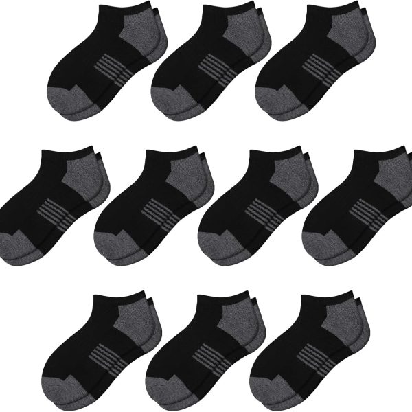 Comfoex 10 Pairs Boys Socks Low Cut Ankle Socks For Kids 8-10 4-6 6-8 Years Old Short Athletic Socks With Cushioned Sole