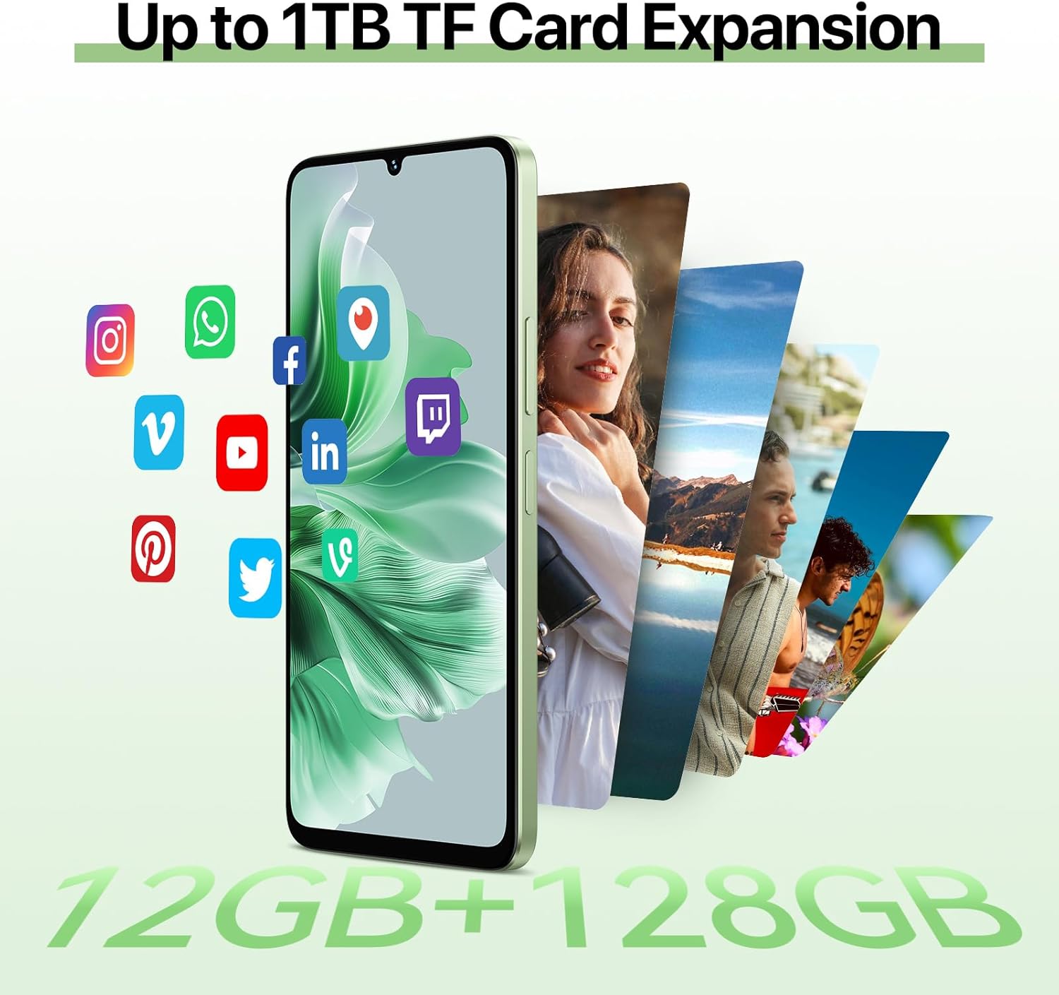 UMIDIGI G9C Android 14 Unlocked Cellphone,Octa-core 12GB +128GB Expand 1TB Unlocked Smartphone,6.75" HD+ 90Hz,5000mAh Battery,50MP Camera,4G Dual SIM,GPS, BT 5.4,NFC,AI Face Unlock,Warranty,Green 8 UMIDIGI G9C Android 14 Unlocked Cellphone,Octa-core 12GB +128GB Expand 1TB Unlocked Smartphone,6.75" HD+ 90Hz,5000mAh Battery,50MP Camera,4G Dual SIM,GPS, BT 5.4,NFC,AI Face Unlock,Warranty,Green - Image 8