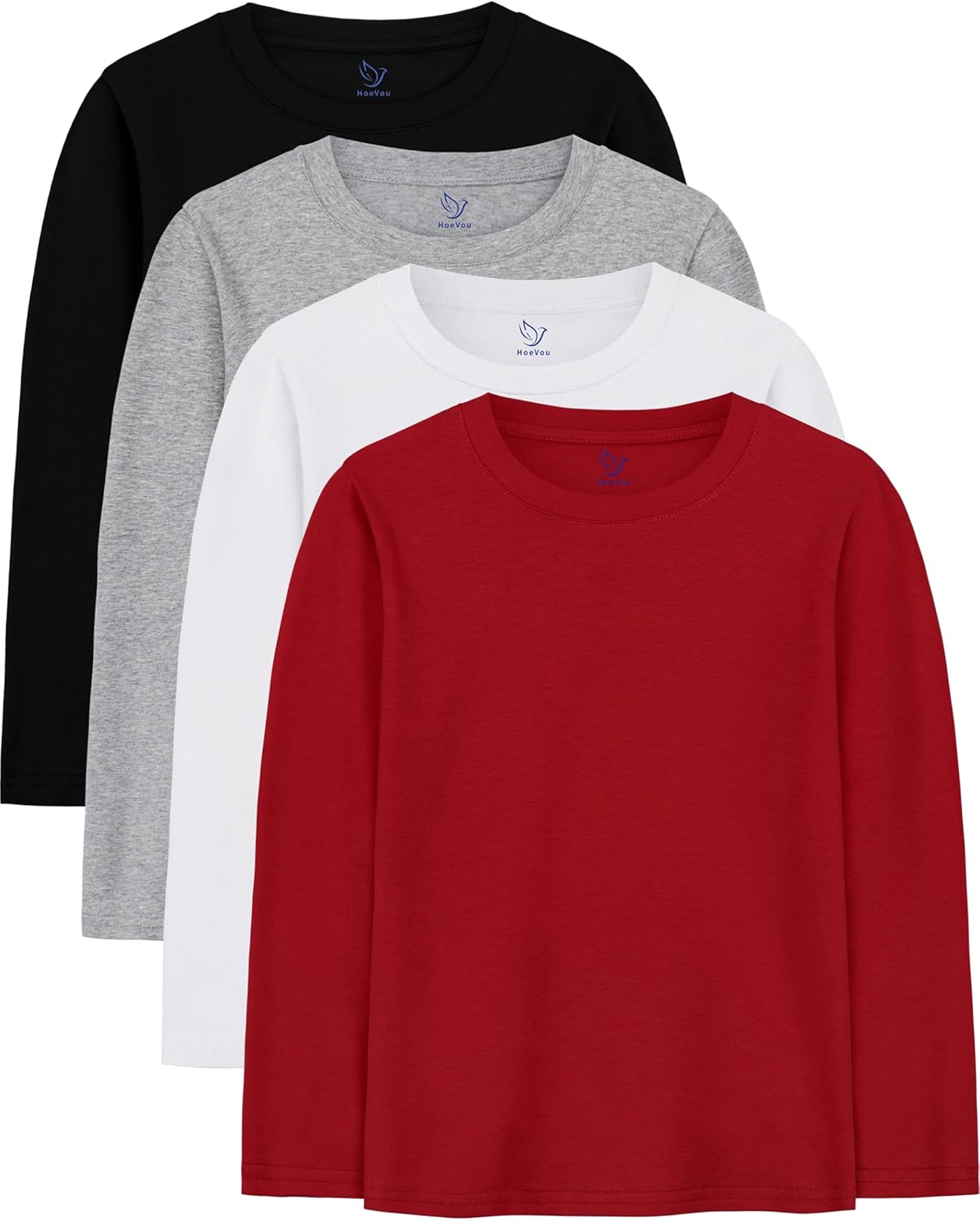 4 Pack Boys Long Sleeve Shirts Soft Cotton Basic Tees Youth Boys Long Sleeve T-Shirts Layering Shirts Tagless 1 4 Pack Boys Long Sleeve Shirts Soft Cotton Basic Tees Youth Boys Long Sleeve T-Shirts Layering Shirts Tagless