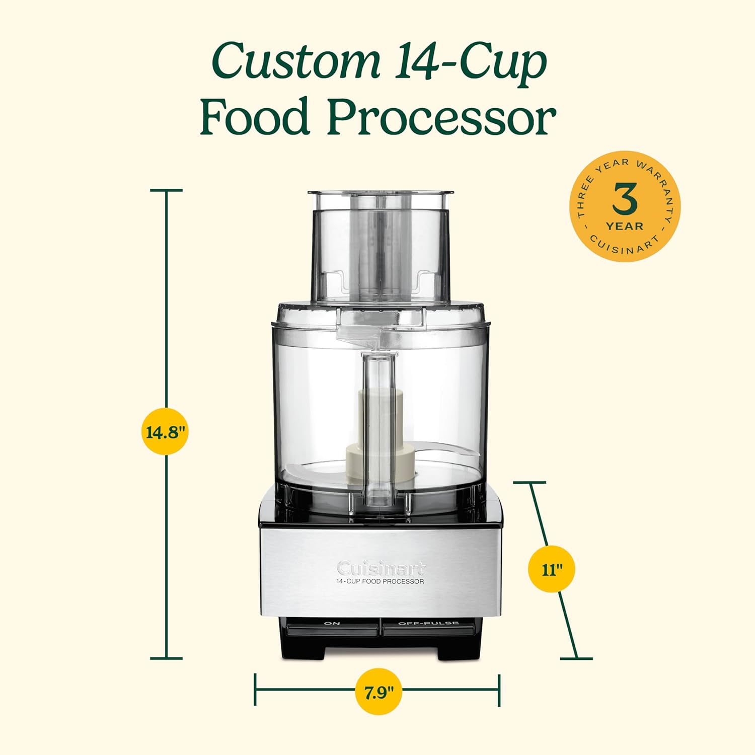 Cuisinart Food Processor, 14-Cup Vegetable Food Chopper for Mincing, Dicing, Shredding, Puree & Kneading Dough, 720-Watt Motor, Stainless Steel, DFP-14BCNY 8 Cuisinart Food Processor, 14-Cup Vegetable Food Chopper for Mincing, Dicing, Shredding, Puree & Kneading Dough, 720-Watt Motor, Stainless Steel, DFP-14BCNY - Image 8
