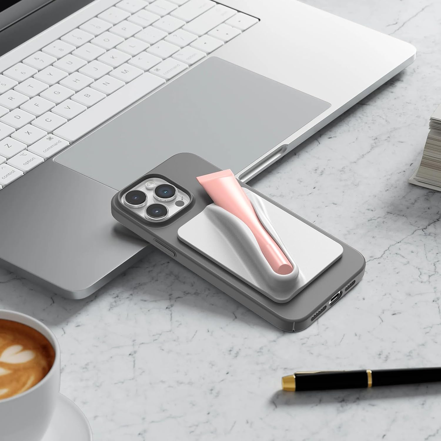 DOB SECHS Silicone Lip Holder for Cell Phone Lipstick Lip Glaze Phone Case Back Stick On Holder for iPhone and Android Phones, Grey 5 DOB SECHS Silicone Lip Holder for Cell Phone Lipstick Lip Glaze Phone Case Back Stick On Holder for iPhone and Android Phones, Grey - Image 5