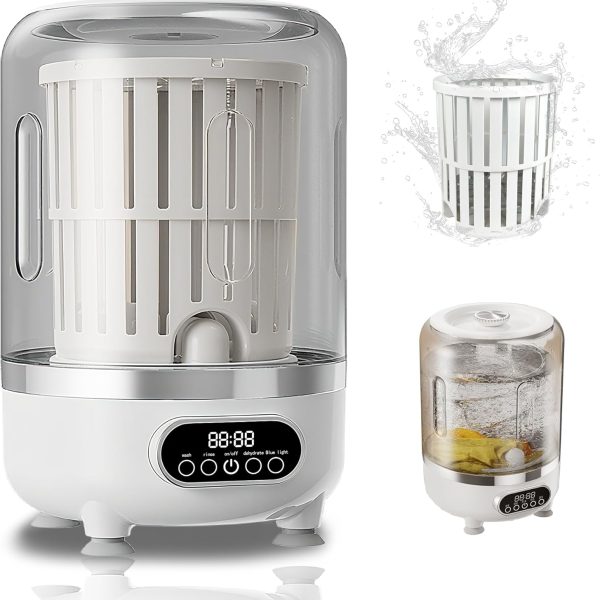 3-in-1 Portable Washing Machine, 3L Cordless Underwear Washing Machine with Spin Basket, 3 Modes 3000mAh Laundry Machine for Apartment, Dorm, RV, Hotel Use (White)