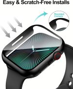 Smiling 2 Pack Case Compatible with Apple Watch Series 9/8 /7 45mm withTempered Glass Screen Protector, Hard PC Case Overall Protective Cover- Black - Image 4