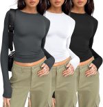 AUTOMET 3 Pack Womens Long Sleeve T Shirts Fall Fashion Basic Going Out Crop Tops Slim Fitted Winter Clothes 2025