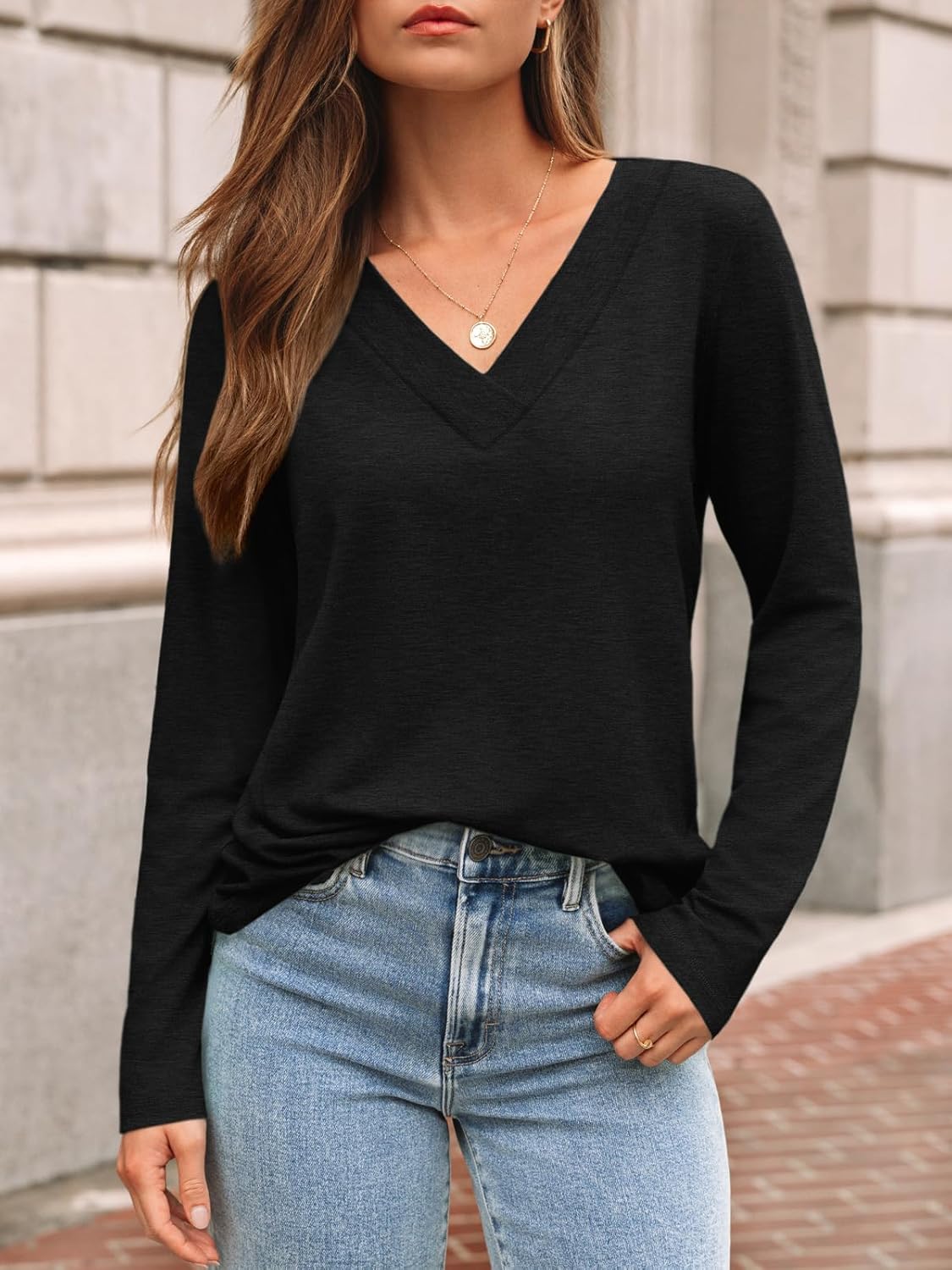 AUTOMET Long Sleeve Shirts for Women Tops V Neck Casual Top Comfortable Shirt Soft Basic Tees Women Blouses 2 AUTOMET Long Sleeve Shirts for Women Tops V Neck Casual Top Comfortable Shirt Soft Basic Tees Women Blouses - Image 2