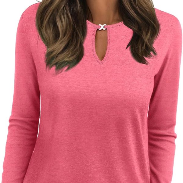 Long Sleeve Shirts for Women Crew Neck Women Long Sleeve Tops Casual Fall Tops Trendy Cute T Shirts Outfits Clothes