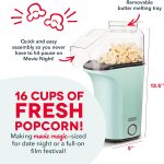 DASH Hot Air Popcorn Popper Maker with Measuring Cup to Portion Popping Corn Kernels + Melt Butter, 16 Cups - Aqua - Image 4