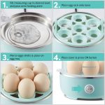 Elite Gourmet EGC115M Easy Egg Cooker Electric 7-Egg Capacity, Soft, Medium, Hard-Boiled Egg Cooker with Auto Shut-Off, Measuring Cup Included, BPA Free, Retro Mint - Image 4
