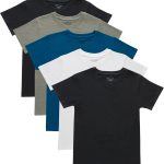 Hanes Boys Originals Crewneck Undershirts Pack, Stretch Cotton, Black & Assorted, 5-Pack