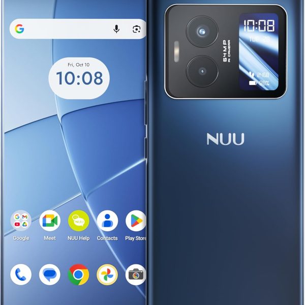 NUU B40 5G, All New Vista Display, Cell Phone, Dual AMOLED Display, 120Hz, 64 MP Camera, 8GB+256GB, Android 15, US Version, US 1 Yr Warranty, Midnight Grey