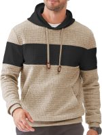 Men's Casual Sweatshirts Long Sleeve Drawstring Color Block Pullover Graphic Hoodies with Pockets