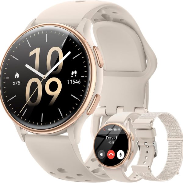 Smart Watches for Women(Answer/Make Calls), 1.27'' AMOLED Screen Activity Trackers with Heart Rate/Sleep/SpO2 Monitor, Smartwatch for iPhone/Samsung/Android, 120+ Sport Modes IP68 Fitness Watch 3Bands