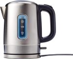 Amazon Basics Electric Stainless Steel Kettle for Tea and Coffee, BPA-Free, Fast Boiling, Auto Shut-Off, 1.1 Quarts, 1500W, Black and Silver