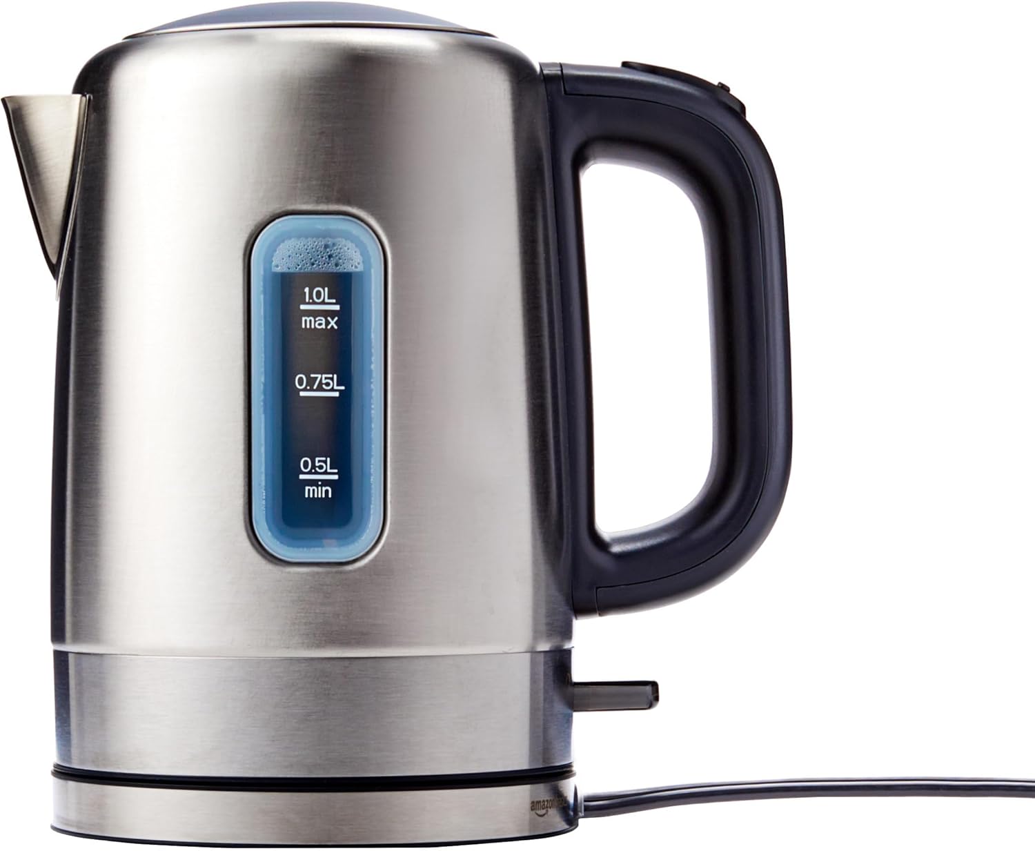 Amazon Basics Electric Stainless Steel Kettle for Tea and Coffee, Amazon Basics Electric Stainless Steel Kettle for Tea and Coffee, BPA-Free, Fast Boiling, Auto Shut-Off, 1.1 Quarts, 1500W, Black and Silver