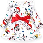 Disney Princess Frozen Elsa Minnie Mickey Stitch Ruffle Sleeve Dress A Line Long Sleeve Kids Clothes Baby to Toddler