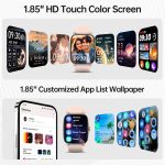 Smart Watches for Women Men with Bluetooth Call & AI Voice, 1.85" HD Fitness Tracker with Heart Rate SpO2 Sleep Monitor, 100+ Sports Modes,Mini Games, IP68 Waterproof Smartwatch for Android iOS Phones - Image 7