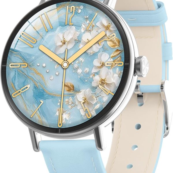 Smart Watches for Men/Women,1.27" HD Fitness Watch Answer/Make Call, Heart Rate/Sleep/SpO2，Round Smart Watch for iPhone/Samsung/Android,IP68 Waterproof，110+ Sport Mode-Blue(2 Bands)