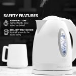 OVENTE Electric Kettle, 1.7L Fast Boiling Water Heater for Coffee or Tea, BPA Free with Water Level Gauge, Auto Shut-Off, Boil-Dry Protection, Indicator Light and Removable Filter, White KP72W - Image 2