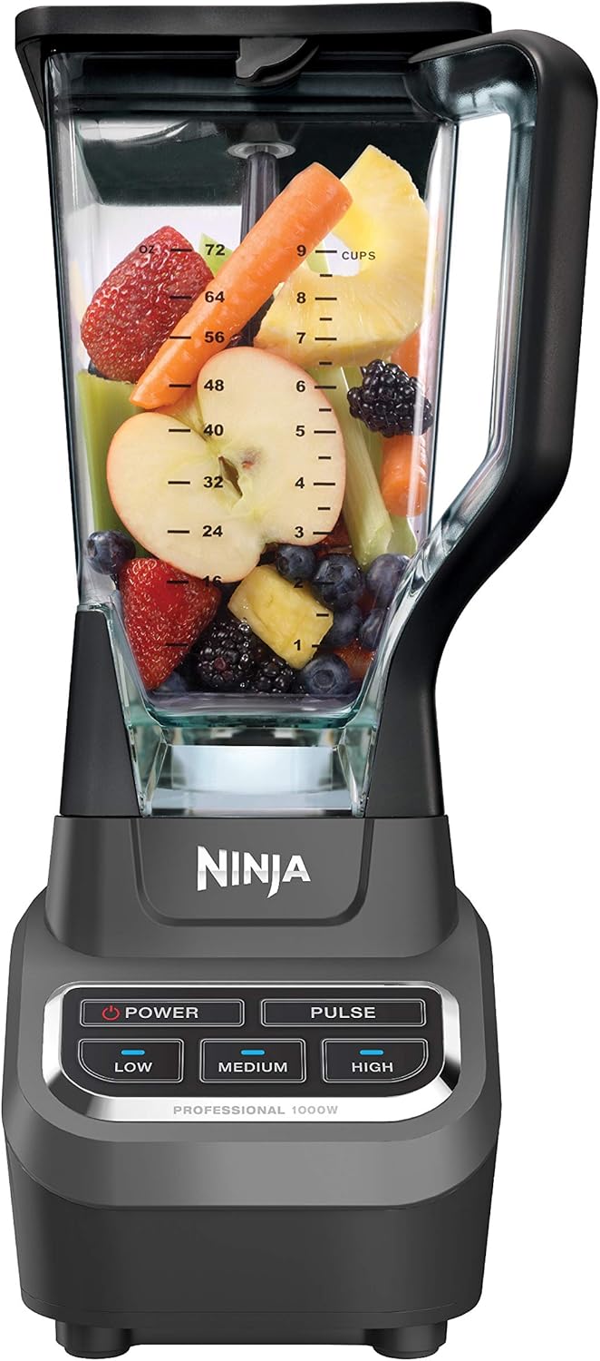 Ninja Professional Blender 1000W, Total Crushing Technology- Smoothies, Ice Crushing Ninja Professional Blender 1000W, Total Crushing Technology- Smoothies, Ice Crushing & Frozen Fruit, Full-Size Countertop Blender, 72-oz. Pitcher, Black & Grey, BL610