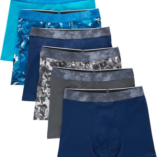 Hanes boys Performance Tween Boxer Briefs Underwear, Assorted Prints & Solids, 6-pack