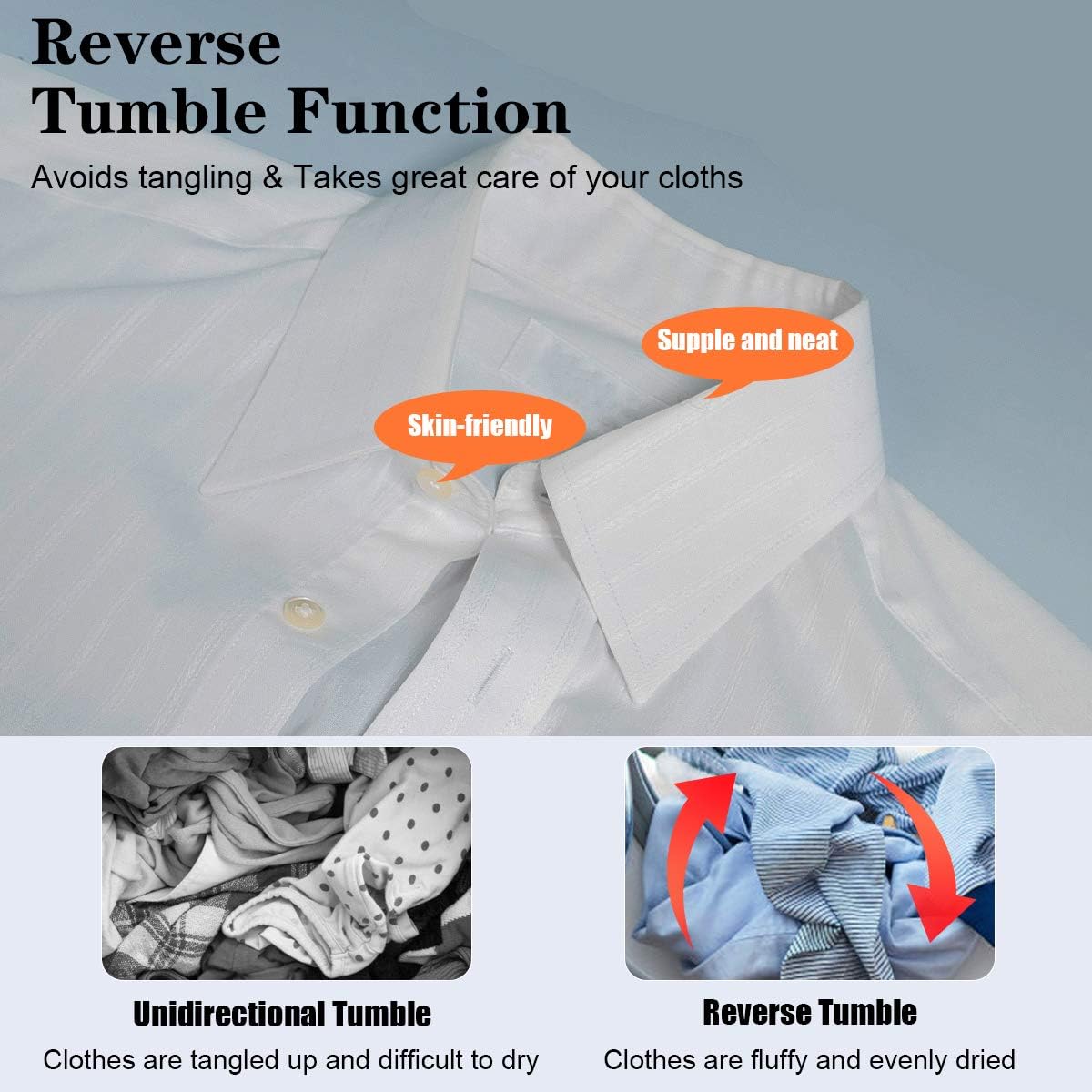 COSTWAY 1700W Electric Portable Clothes Dryer, 13.2 lbs Capacity Front Load Compact Tumble Laundry Dryer with Stainless Steel Tub, Easy Control Button Panel Downside for Variety Drying Mode, White 6 COSTWAY 1700W Electric Portable Clothes Dryer, 13.2 lbs Capacity Front Load Compact Tumble Laundry Dryer with Stainless Steel Tub, Easy Control Button Panel Downside for Variety Drying Mode, White - Image 6
