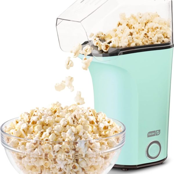 DASH Hot Air Popcorn Popper Maker with Measuring Cup to Portion Popping Corn Kernels + Melt Butter, 16 Cups - Aqua
