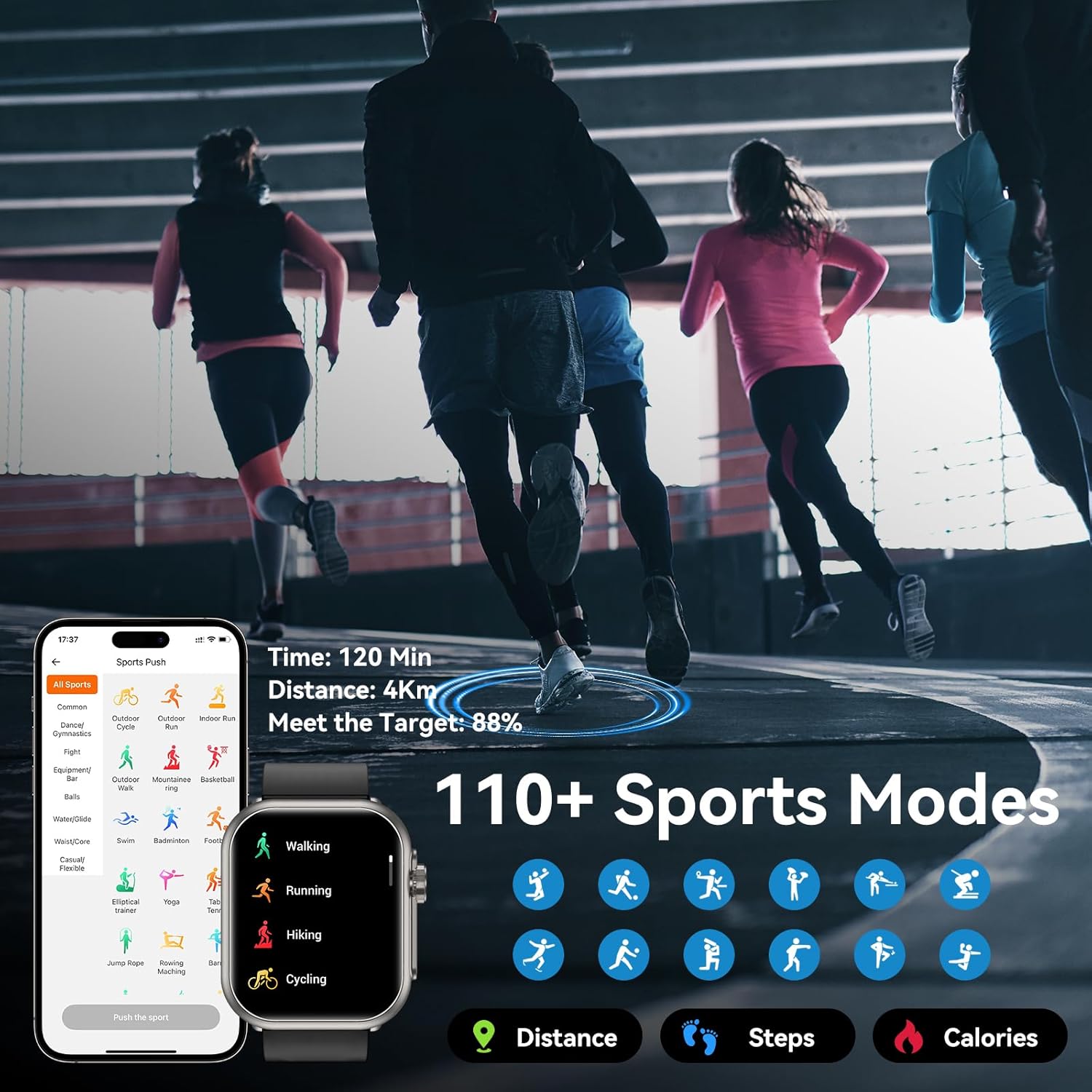 Smart Watch for Men Women, 1.85" HD Fitness Tracker (Answer/Make Call), 1000 mAh Battery, 120+ Sport Modes, 24/7 Heart Rate/Sleep Monitor Fitness Watch, IP68 Waterproof, Smartwatch for Android/iPhone 5 Smart Watch for Men Women, 1.85" HD Fitness Tracker (Answer/Make Call), 1000 mAh Battery, 120+ Sport Modes, 24/7 Heart Rate/Sleep Monitor Fitness Watch, IP68 Waterproof, Smartwatch for Android/iPhone - Image 5