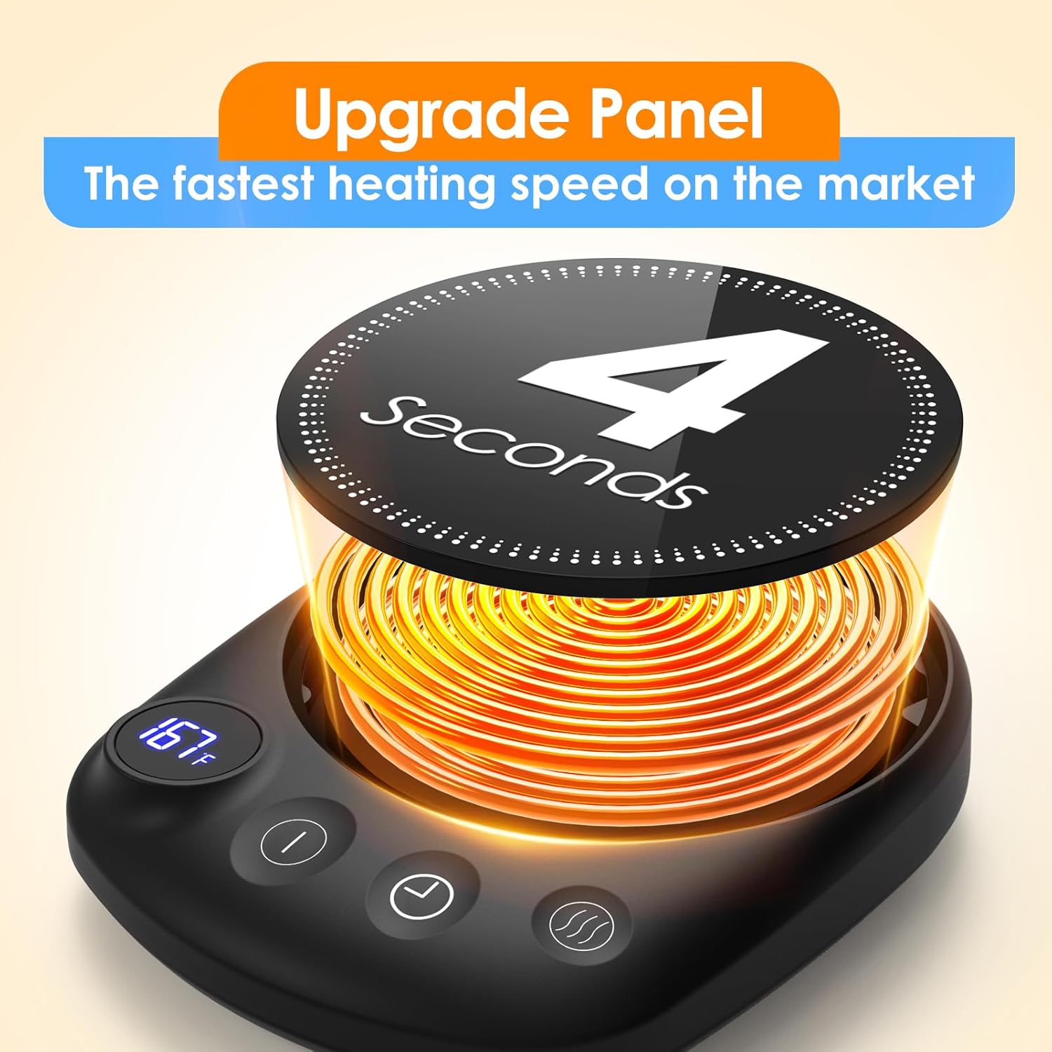 Coffee Mug Warmer - Fastest Heating & Highest Temperature, Coffee Cup Warmer for Desk Auto Shut Off, 4 Temp Settings & 1-12H Timer, Smart Electric Beverage Warmer for Coffee, Tea (Black) 4 Coffee Mug Warmer - Fastest Heating & Highest Temperature, Coffee Cup Warmer for Desk Auto Shut Off, 4 Temp Settings & 1-12H Timer, Smart Electric Beverage Warmer for Coffee, Tea (Black) - Image 4