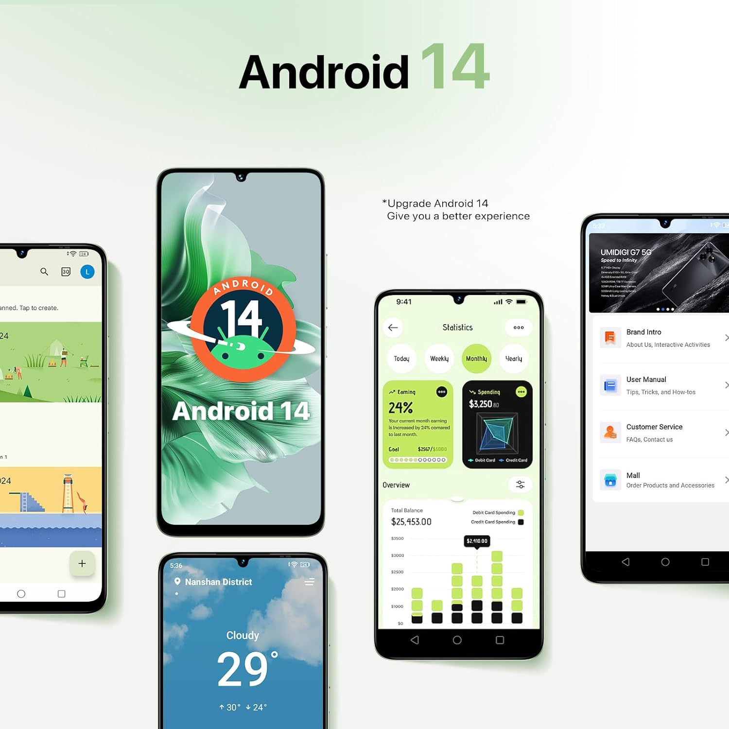UMIDIGI G9C Android 14 Unlocked Cellphone,Octa-core 12GB +128GB Expand 1TB Unlocked Smartphone,6.75" HD+ 90Hz,5000mAh Battery,50MP Camera,4G Dual SIM,GPS, BT 5.4,NFC,AI Face Unlock,Warranty,Green 7 UMIDIGI G9C Android 14 Unlocked Cellphone,Octa-core 12GB +128GB Expand 1TB Unlocked Smartphone,6.75" HD+ 90Hz,5000mAh Battery,50MP Camera,4G Dual SIM,GPS, BT 5.4,NFC,AI Face Unlock,Warranty,Green - Image 7