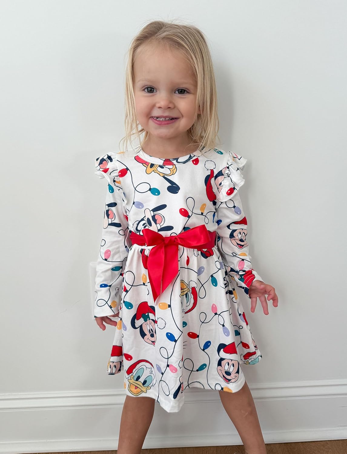 Disney Princess Frozen Elsa Minnie Mickey Stitch Ruffle Sleeve Dress A Line Long Sleeve Kids Clothes Baby to Toddler 5 Disney Princess Frozen Elsa Minnie Mickey Stitch Ruffle Sleeve Dress A Line Long Sleeve Kids Clothes Baby to Toddler - Image 5