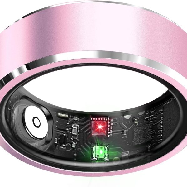 Smart Ring for Women & Men, Fitness Tracker with Sleep Monitoring, Step Tracker, Blood Oxygen, Heart Rate, Air Gestures, No Subscription Fee, IP68 Waterproof for iOS & Android (Pink,#8)