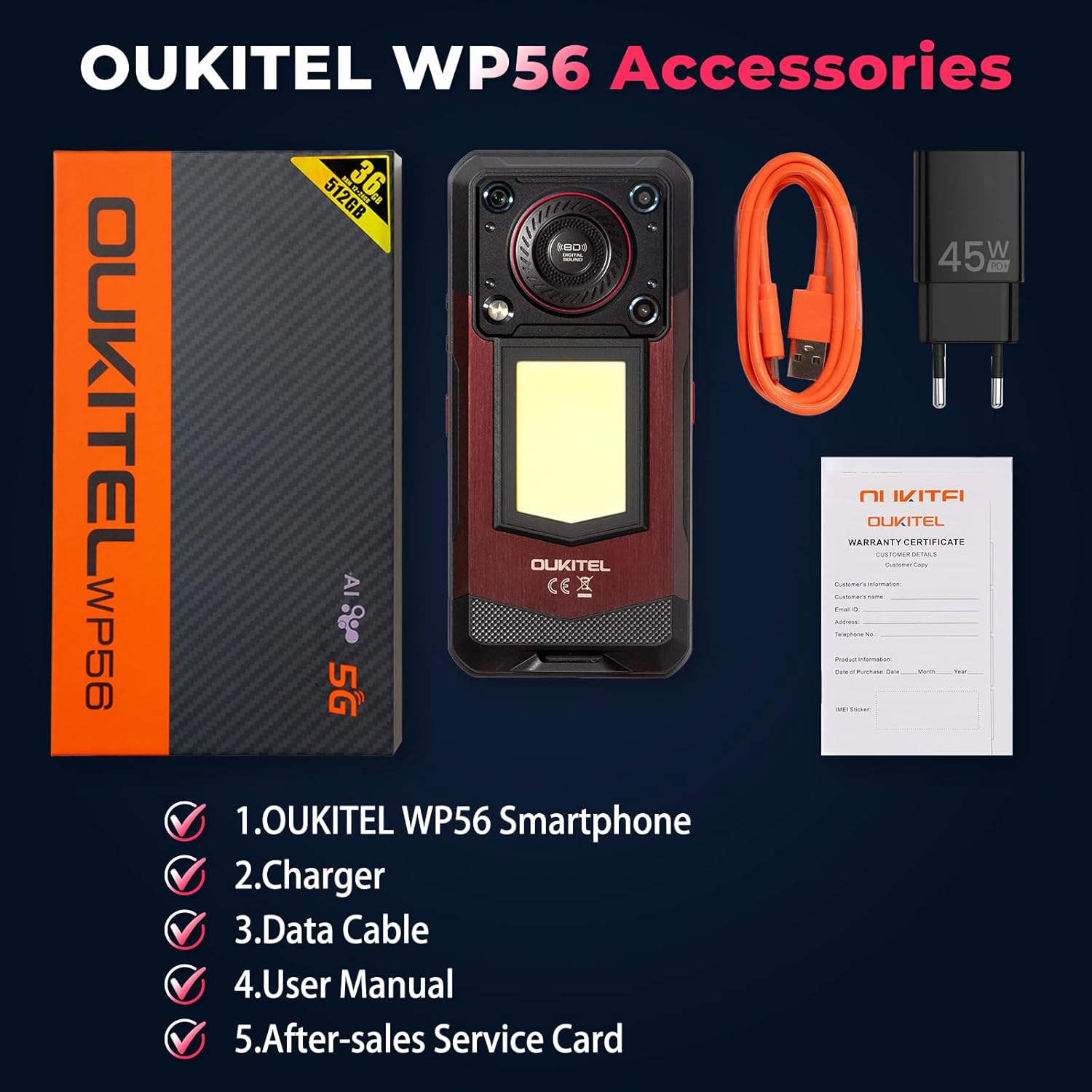 OUKITEL WP56 Rugged Smartphone 5G, 16000mAh/45W, 36GB +512GB/2TB Android 15 Rugged Phone Unlocked, 1000-Lumen Camping Light, 6.8" FHD+ 120Hz, 108MP+32MP, 128dB Loud Speaker Waterproof, NFC/GPS/OTG 9 OUKITEL WP56 Rugged Smartphone 5G, 16000mAh/45W, 36GB +512GB/2TB Android 15 Rugged Phone Unlocked, 1000-Lumen Camping Light, 6.8" FHD+ 120Hz, 108MP+32MP, 128dB Loud Speaker Waterproof, NFC/GPS/OTG - Image 9